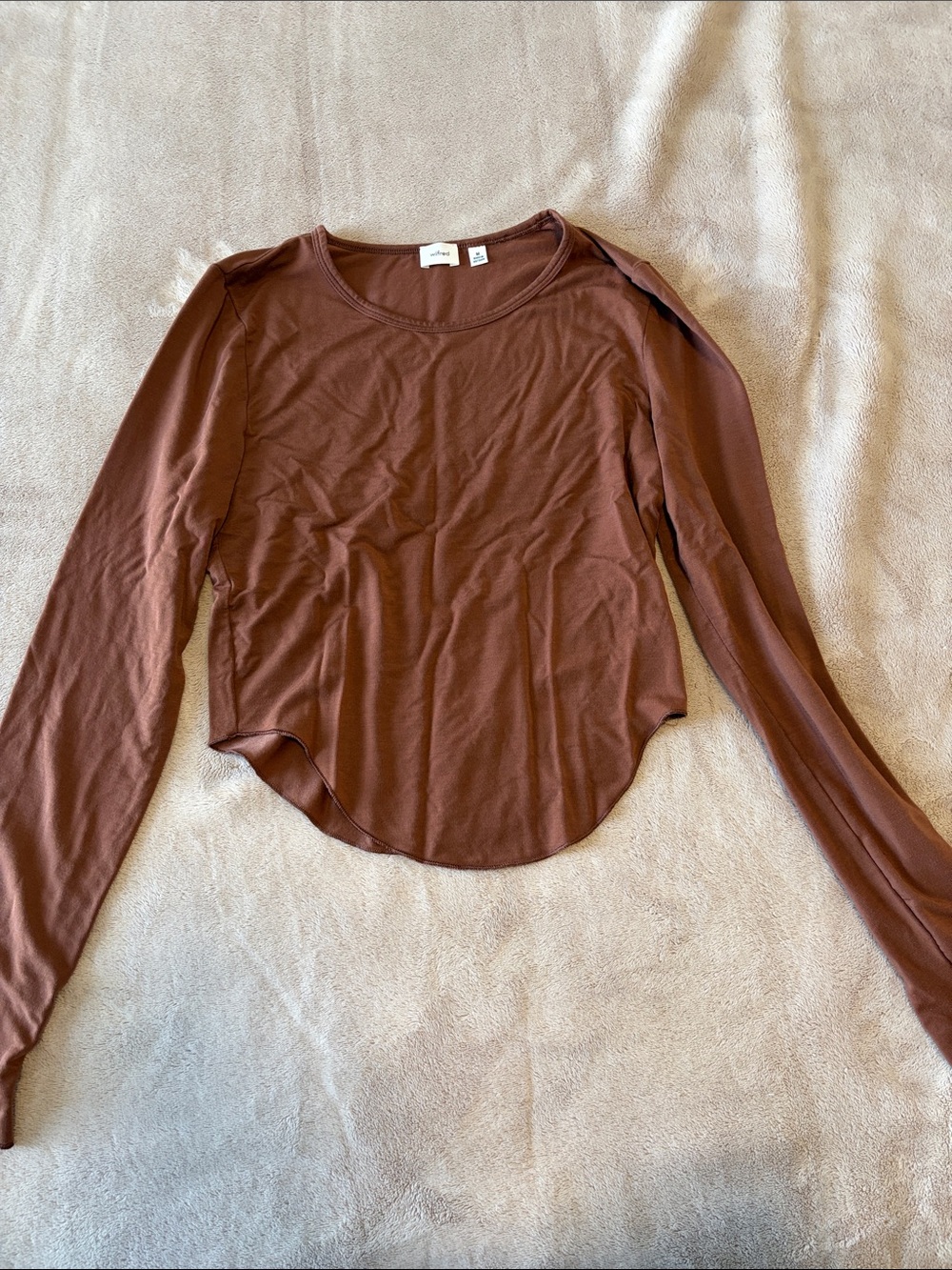 Wilfred Long Sleeve Scoop Neck Top - Chestnut